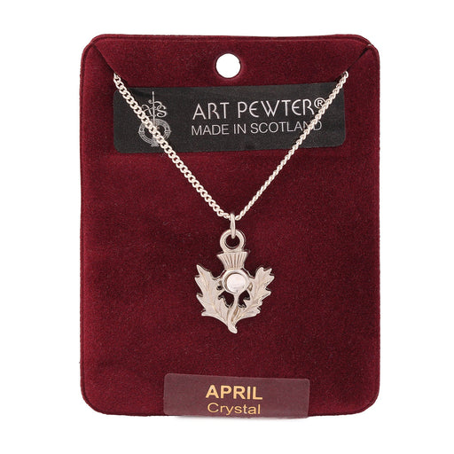 Art Pewter Thistle Pendant April - Heritage Of Scotland - APRIL (CRYSTAL)