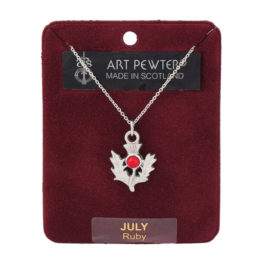 Art Pewter Thistle Pendant July - Heritage Of Scotland - JULY (RUBY)