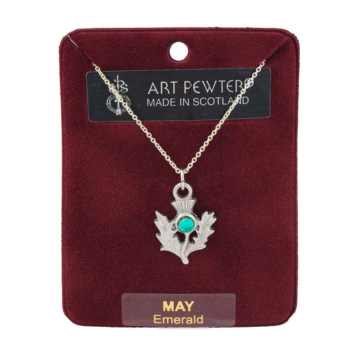 Art Pewter Thistle Pendant May - Heritage Of Scotland - MAY (EMERALD)