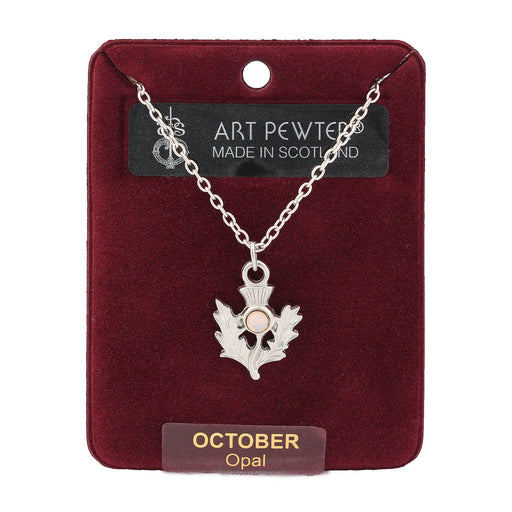 Art Pewter Thistle Pendant October - Heritage Of Scotland - OCTOBER (OPAL)