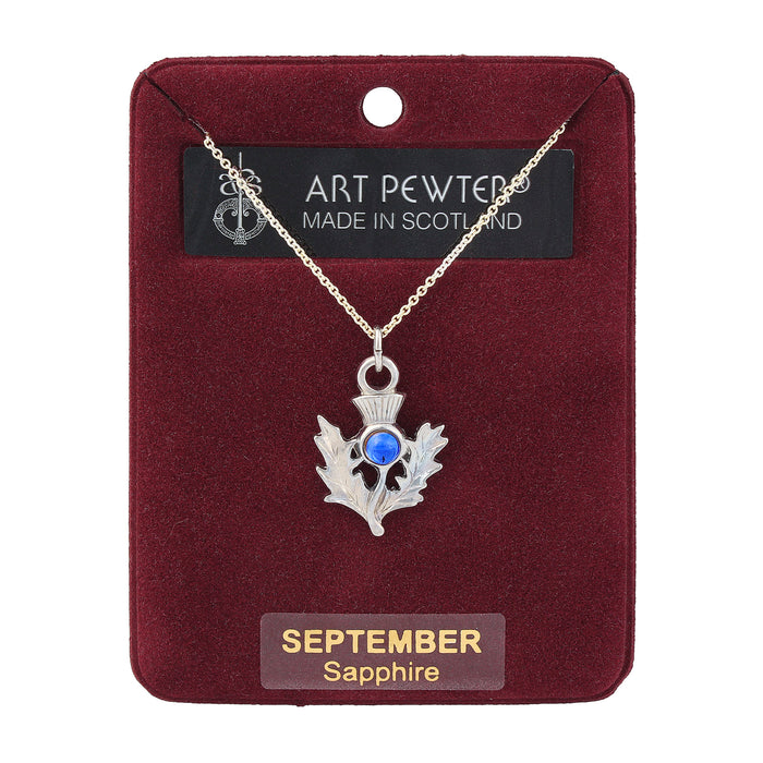 Art Pewter Thistle Pendant September - Heritage Of Scotland - SEPTEMBER (SAPPHIRE)