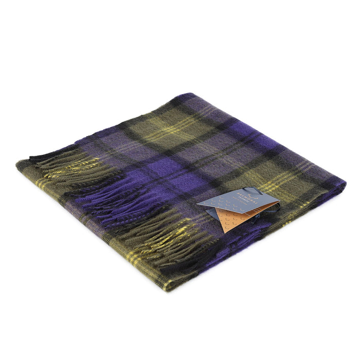 Balmoral 100% Cashmere Woven Scarf Blue/Yellow Check - Heritage Of Scotland - BLUE/YELLOW CHECK