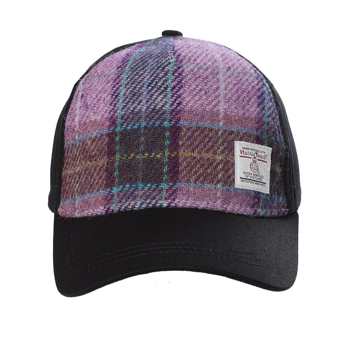 Baseball Cap With Harris Tweed Pink/Lilac Check - Heritage Of Scotland - PINK/LILAC CHECK