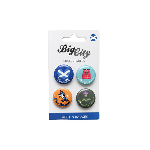 Big City Edinburgh Button Badge 4Pk - Heritage Of Scotland - NA