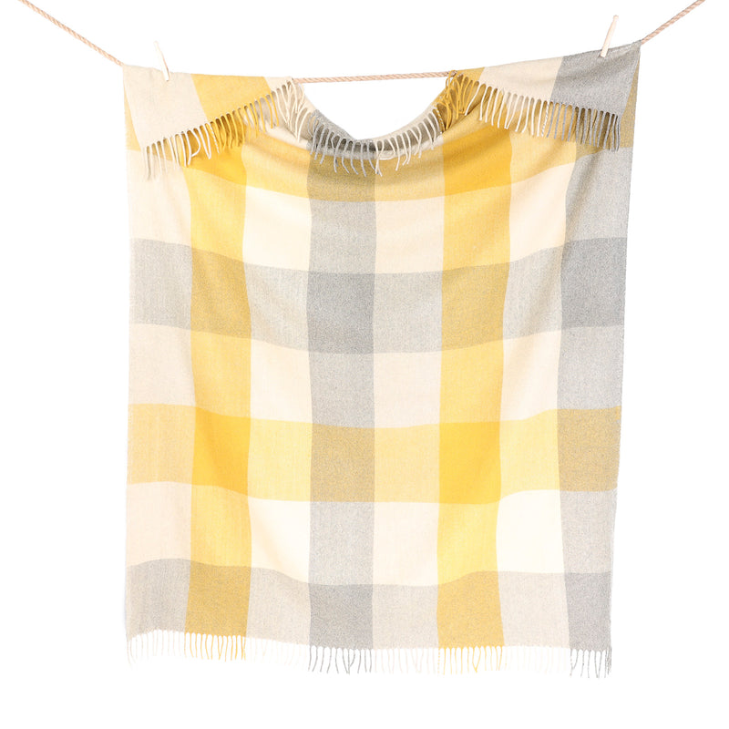 Block Check Herringbone Blanket Natural Ochre - Heritage Of Scotland - NATURAL OCHRE