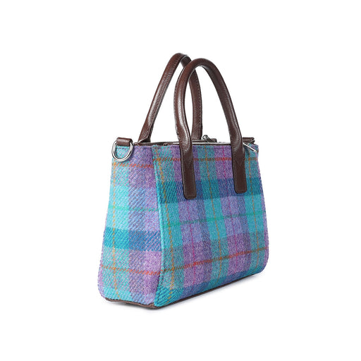 Bora Small Tote Strap Bag Green & Purple Check - Heritage Of Scotland - GREEN & PURPLE CHECK