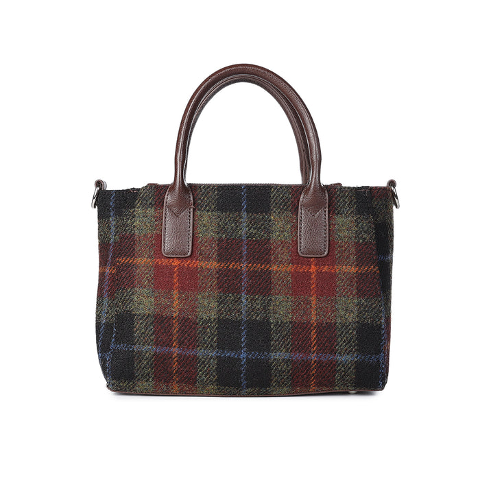 Bora Small Tote Strap Bag Orange/Green Check - Heritage Of Scotland - ORANGE/GREEN CHECK