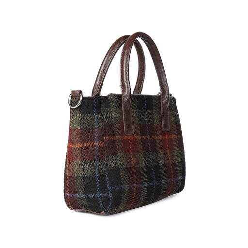 Bora Small Tote Strap Bag Orange/Green Check - Heritage Of Scotland - ORANGE/GREEN CHECK