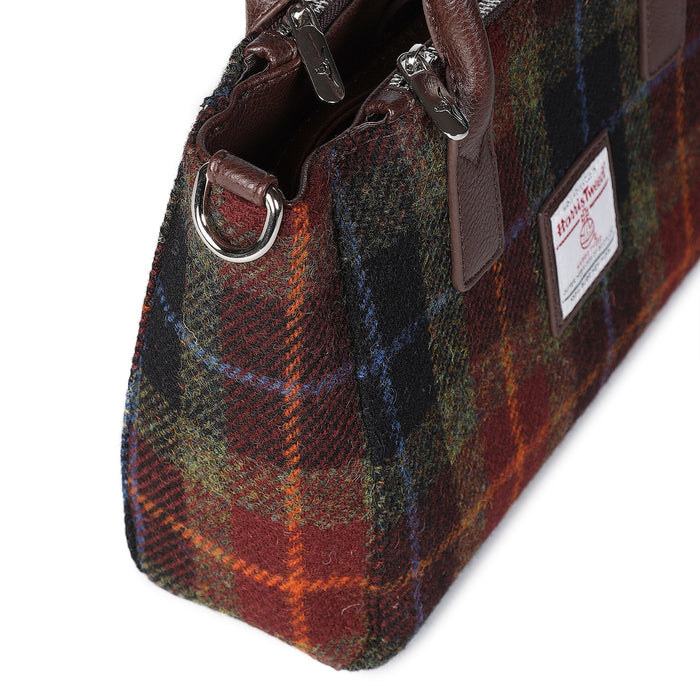 Bora Small Tote Strap Bag Orange/Green Check - Heritage Of Scotland - ORANGE/GREEN CHECK