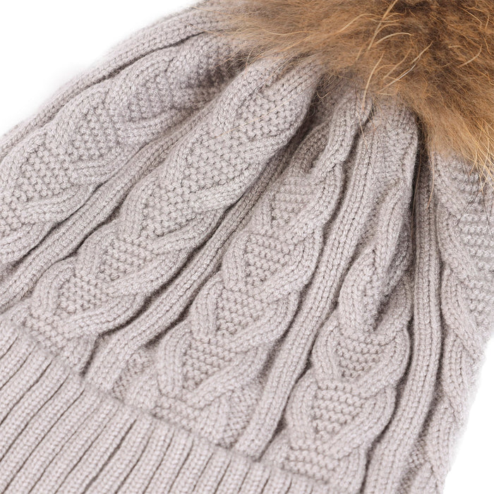 Cable Pom Hat Ft Drift/Natural - Heritage Of Scotland - DRIFT/NATURAL