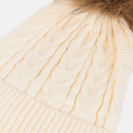 Cable Pom Hat Ft Ice White/Natural - Heritage Of Scotland - ICE WHITE/NATURAL