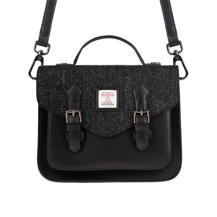 Calton Satchel Black Herringbone - Heritage Of Scotland - BLACK HERRINGBONE