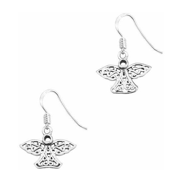 Celtic Angel Silver Drop Earrings - Heritage Of Scotland - NA