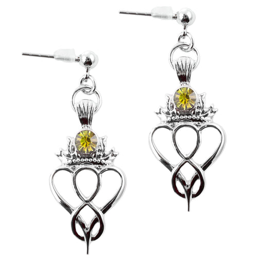 Celtic Heart Birthstone Drop Earrings May - Heritage Of Scotland - MAY