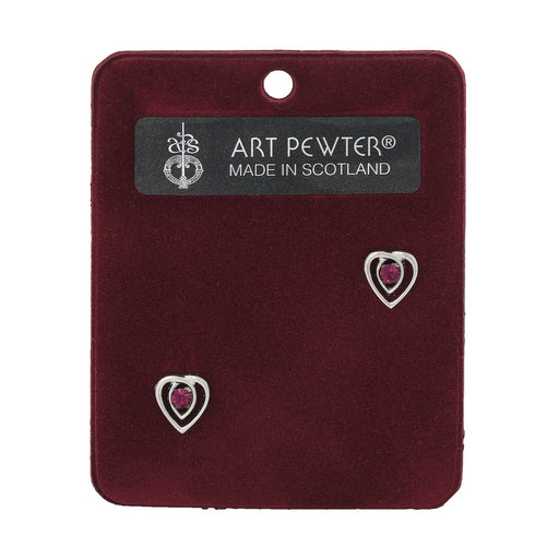 Celtic Heart Earrings Dark Amethyst - Heritage Of Scotland - DARK AMETHYST