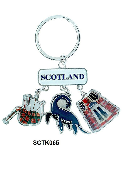Charm Keyring - Kilt/Nessie/Bagpiper - Heritage Of Scotland - NA