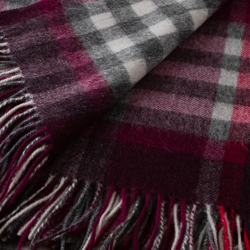 Chequer Cashmere Blend Blanket Damson - Heritage Of Scotland - DAMSON