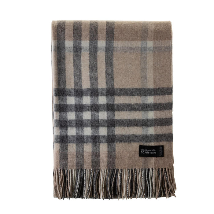 Chequer Cashmere Blend Blanket Natural - Heritage Of Scotland - NATURAL