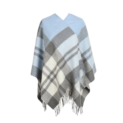 Chequer Tartan 90/10 Cashmere Mini Cape Exploded Blue - Heritage Of Scotland - EXPLODED BLUE