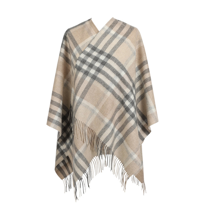 Chequer Tartan 90/10 Cashmere Mini Cape Natural - Heritage Of Scotland - NATURAL