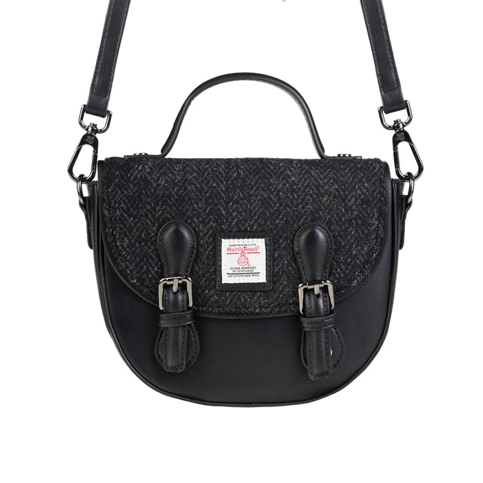 Cobble Satchel Black Herringbone - Heritage Of Scotland - BLACK HERRINGBONE