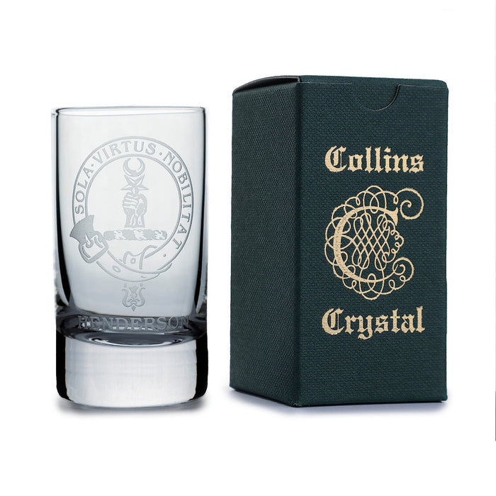 Collins Crystal Clan Shot Glass Henderson - Heritage Of Scotland - HENDERSON