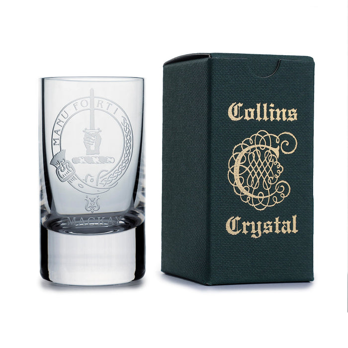 Collins Crystal Clan Shot Glass Mackay - Heritage Of Scotland - MACKAY