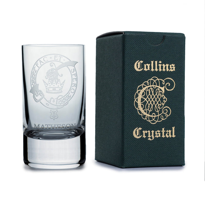 Collins Crystal Clan Shot Glass Matheson - Heritage Of Scotland - MATHESON