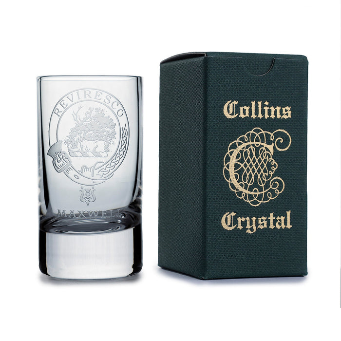 Collins Crystal Clan Shot Glass Maxwell - Heritage Of Scotland - MAXWELL