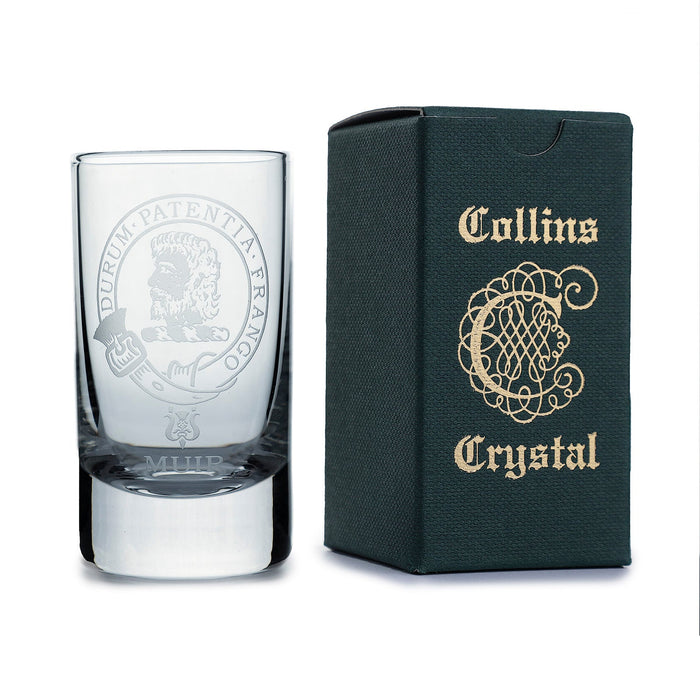 Collins Crystal Clan Shot Glass Muir - Heritage Of Scotland - MUIR