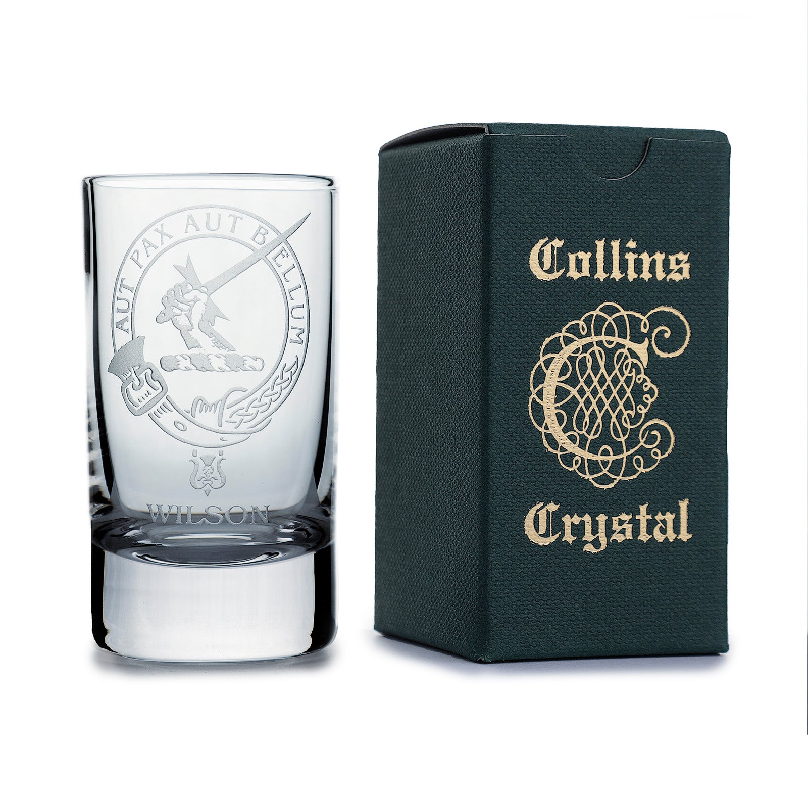 Collins Crystal Clan Shot Glass Wilson - Heritage Of Scotland - WILSON