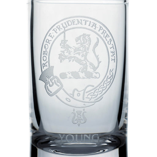 Collins Crystal Clan Shot Glass Young - Heritage Of Scotland - YOUNG