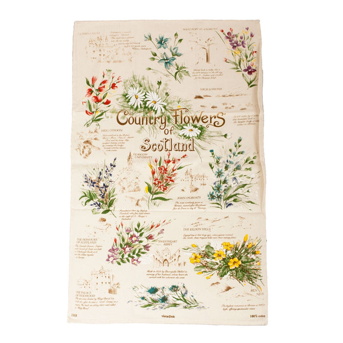 Country Flowers Of Scotland Kitchen Tea Towel - Heritage Of Scotland - NA