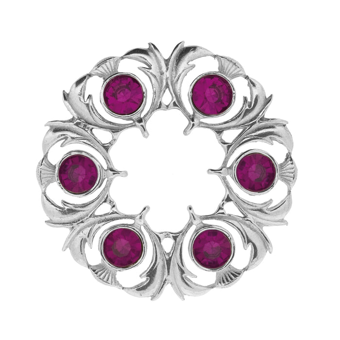 Dancers Thistle Plaid Brooch Dark Amethyst - Heritage Of Scotland - DARK AMETHYST