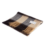 Edinburgh 100% Lambswool Scarf Bursted Check Neutral/Navy - Heritage Of Scotland - BURSTED CHECK NEUTRAL/NAVY