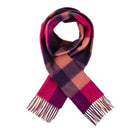 Edinburgh 100% Lambswool Scarf Bursted Check Orange/Pink - Heritage Of Scotland - BURSTED CHECK ORANGE/PINK
