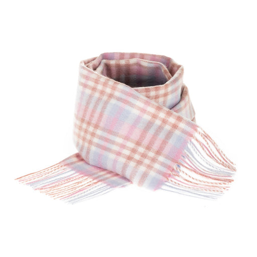 Edinburgh 100% Lambswool Scarf Cluster Gingham 27622 Lilac/Pink/White - Heritage Of Scotland - CLUSTER GINGHAM 27622 LILAC/PINK/WHITE