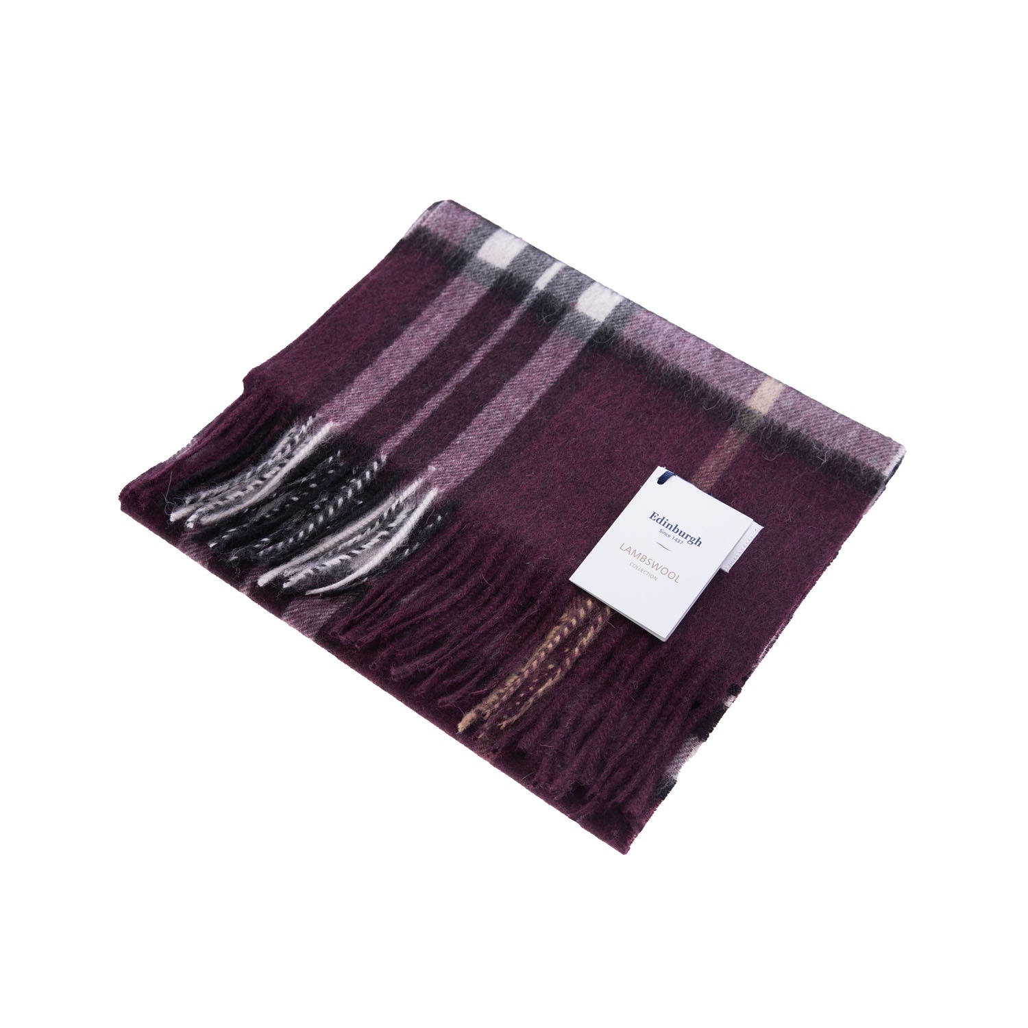 Edinburgh 100% Lambswool Scarf Enlarged Off Ctr Scotty Thom Cabernet - Heritage Of Scotland - ENLARGED OFF CTR SCOTTY THOM CABERNET