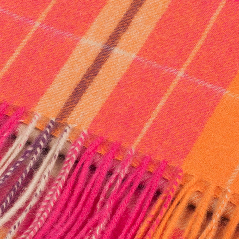 Edinburgh 100% Lambswool Scarf Heivon Check - Radicchio/Oriental Ginger - Heritage Of Scotland - HEIVON CHECK - RADICCHIO/ORIENTAL GINGER