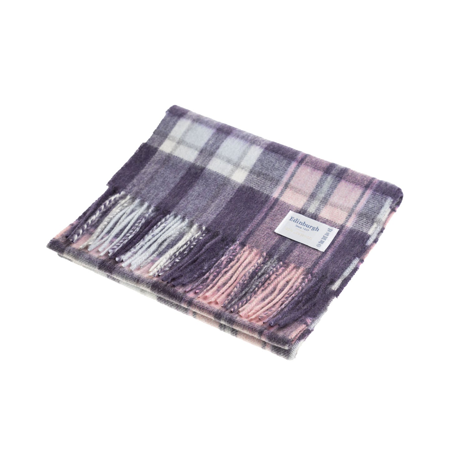 Edinburgh 100% Lambswool Scarf Henold - Blackberry/Blue/Camellia - Heritage Of Scotland - HENOLD - BLACKBERRY/BLUE/CAMELLIA