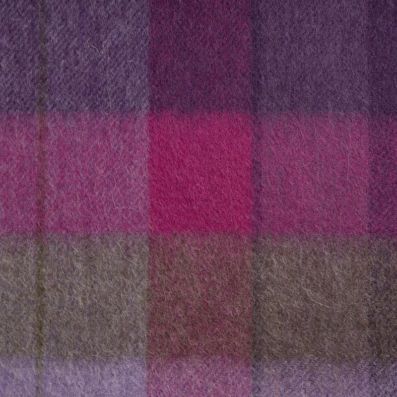 Edinburgh 100% Lambswool Scarf Mixed Check - Heather/Pink - Heritage Of Scotland - MIXED CHECK - HEATHER/PINK