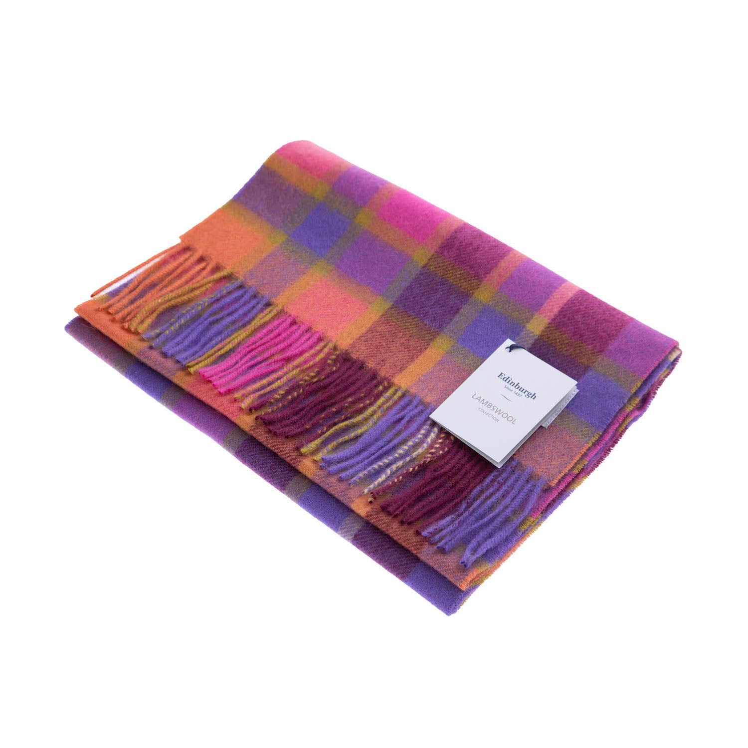 Edinburgh 100% Lambswool Tartan Scarf Artillery Check Orange - Heritage Of Scotland - ARTILLERY CHECK ORANGE