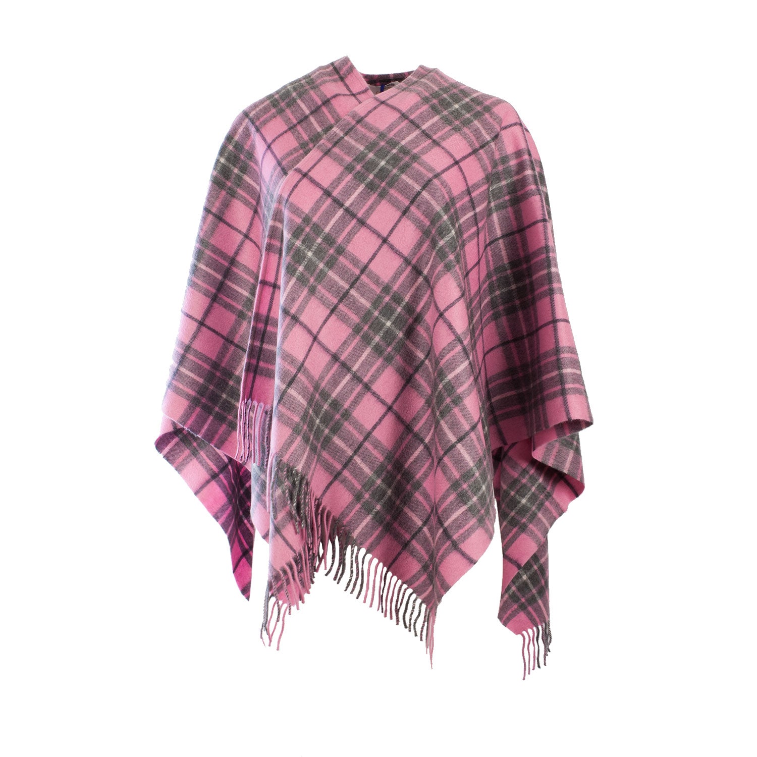 Edinburgh Cashmere Mini Cape Gresham/Pink-Derby - Heritage Of Scotland - GRESHAM/PINK-DERBY