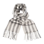 Edinburgh Cashmere Scarf Chequer Tartan - Charcoal/Light Grey - Heritage Of Scotland - CHEQUER TARTAN - CHARCOAL/LIGHT GREY