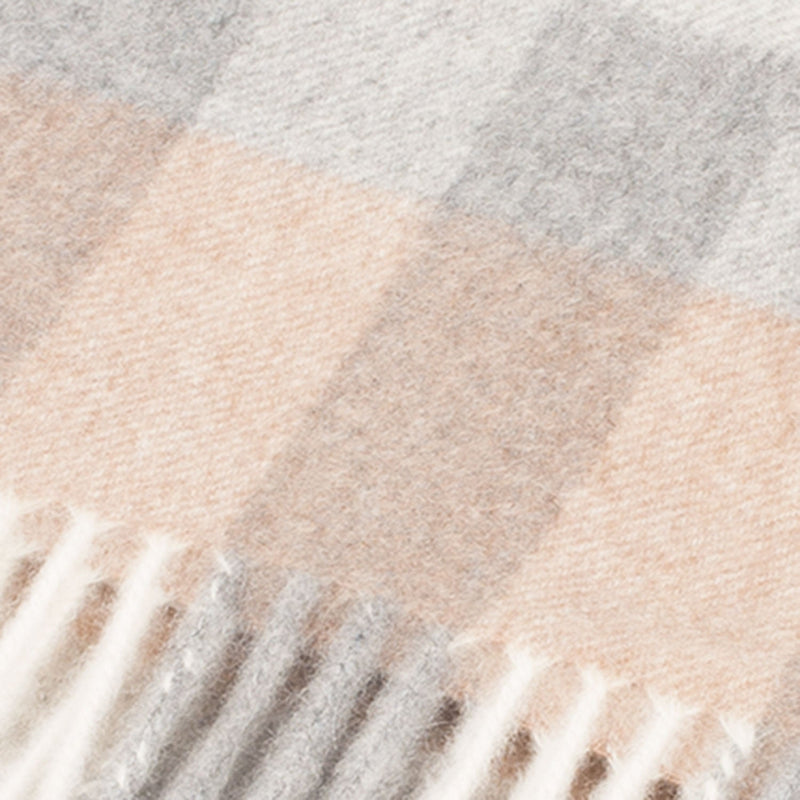 Edinburgh Cashmere Scarf Giant Chequer - Linen/Uniform - Heritage Of Scotland - GIANT CHEQUER - LINEN/UNIFORM