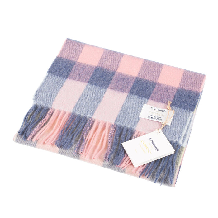 Edinburgh Cashmere Scarf Giant Chequer - Summer/Lilac/Pink - Heritage Of Scotland - GIANT CHEQUER - SUMMER/LILAC/PINK