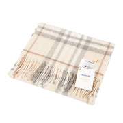 Edinburgh Cashmere Scarf Highlight Check - Olive/Brown/Oyster - Heritage Of Scotland - HIGHLIGHT CHECK - OLIVE/BROWN/OYSTER