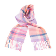 Edinburgh Cashmere Scarf Molton Check - Coral/Heather - Heritage Of Scotland - MOLTON CHECK - CORAL/HEATHER