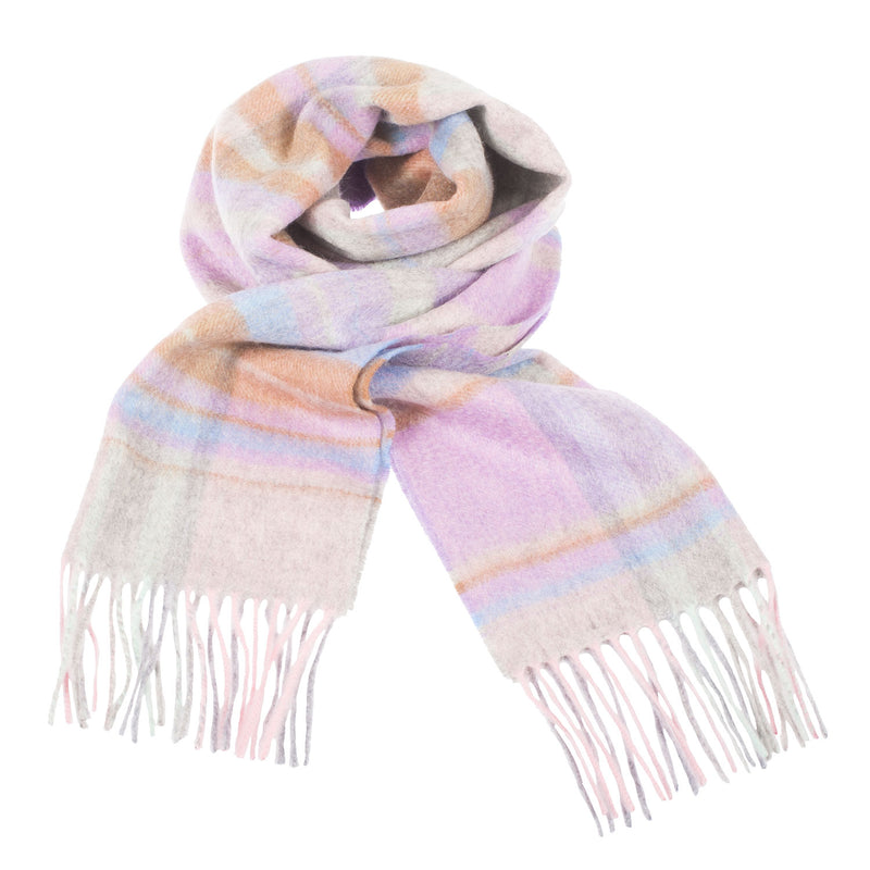 Edinburgh Cashmere Scarf Newlan Check Pink/Aqua - Heritage Of Scotland - NEWLAN CHECK PINK/AQUA