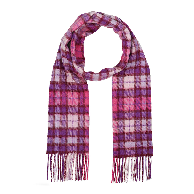 Edinburgh Cashmere Scarf Winter Check - Purple/Pink - Heritage Of Scotland - WINTER CHECK - PURPLE/PINK